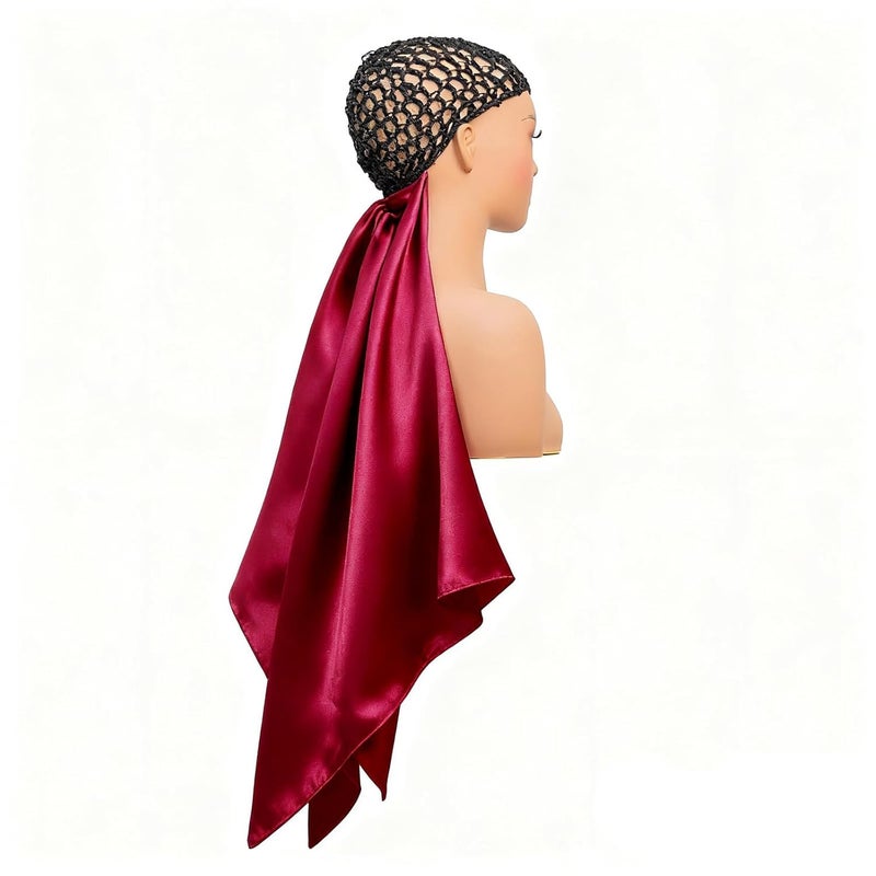 ROSEBONY Wrap Cap Hair Net with Scarf, Heatless Silk Press Hair Care, Shower Cap (color-9) - Image 1